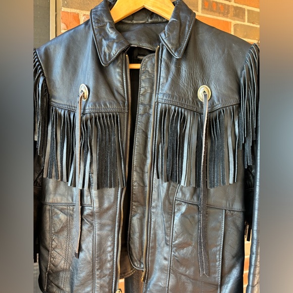 Vintage leather jacket with fringe size 8 - Picture 2 of 10